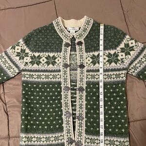 Susan Bristol Forest Green and Cream Patterned Cardigan